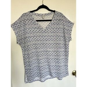 Orvis Womans  Blouse Versatile Casual Comfy‎  Travel Geometric Print Large